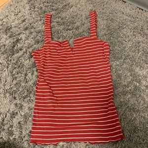 Red and White Striped Tank Top